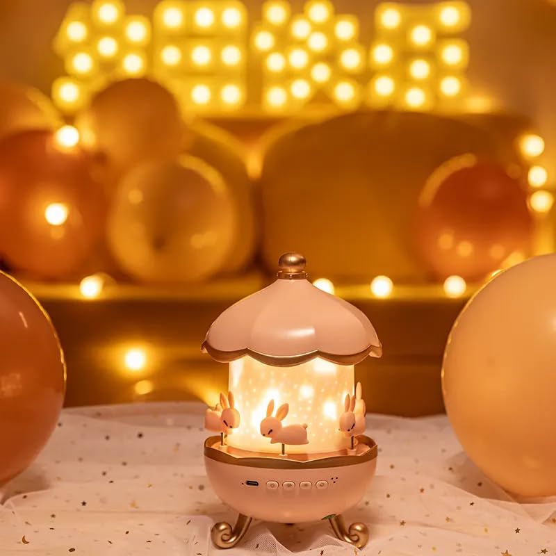 Bunny Carousel Night Light Projector, Set Films Rotating LED - Main Image