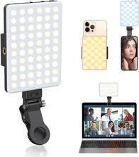 Load image into Gallery viewer, LED Portable Selfie Light Video Conference Lighting with Clip & Camera Tripod Adapter Rechargeable 2000mAh CRI 95+, 3 Light Modes for Phone iPhone Webcam Laptop Photo