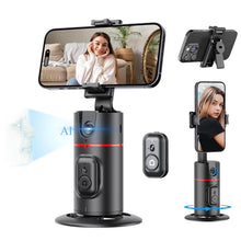 Load image into Gallery viewer, Auto Face Tracking Tripod,360° Rotation Mobile Holder for Smart Video&Photo Shooting with Remote,No App Needed,Gimbal Stabilizer with Gesture Control for Vlog,Streaming & Video Recording,Black