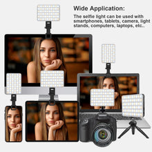Load image into Gallery viewer, LED Portable Selfie Light Video Conference Lighting with Clip & Camera Tripod Adapter Rechargeable 2000mAh CRI 95+, 3 Light Modes for Phone iPhone Webcam Laptop Photo