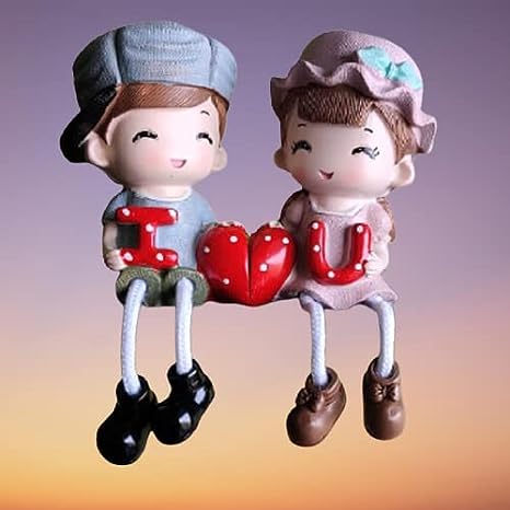Colorful Couple Hanging Legs Showpiece Dolls for Shelf & Home Decoration