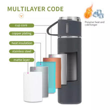 Load image into Gallery viewer, Steel Vacuum Flask Set with 3 Stainless Steel Cups Combo - 500ml