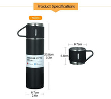 Load image into Gallery viewer, Steel Vacuum Flask Set with 3 Stainless Steel Cups Combo - 500ml