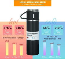 Load image into Gallery viewer, Steel Vacuum Flask Set with 3 Stainless Steel Cups Combo - 500ml
