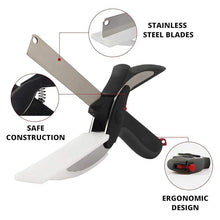Load image into Gallery viewer, 2 in 1 Smart Clever Cutter Kitchen Knife Food Chopper and in Built Mini Chopping Board with Locking Hinge; with Spring Action, Stainless Steel Blade