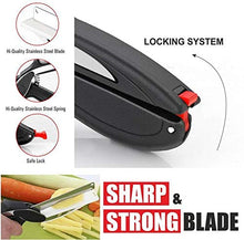 Load image into Gallery viewer, 2 in 1 Smart Clever Cutter Kitchen Knife Food Chopper and in Built Mini Chopping Board with Locking Hinge; with Spring Action, Stainless Steel Blade