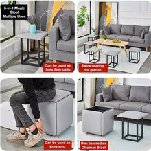 Load image into Gallery viewer, 5 in 1 Seating Cube with Swivel Casters, Stackable Sofa Chair, Stool,Nesting Ottoman, Movable Footstool, Dressing Chair for Living Room, Bedroom(Black, Large)
