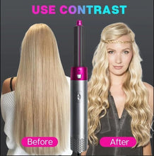 Load image into Gallery viewer, 5 In 1 Hair Styler For Women, Multifunctional Styling Tool With 5 Attachments, 1000 Watt, 3 Heat Settings,Curly Hair, Straightening, Curling, Drying, Combing 1 Set