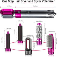 Load image into Gallery viewer, 5 In 1 Hair Styler For Women, Multifunctional Styling Tool With 5 Attachments, 1000 Watt, 3 Heat Settings,Curly Hair, Straightening, Curling, Drying, Combing 1 Set