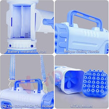 Load image into Gallery viewer, 32 Holes Bubble Gun with Bubble Solution/Rocket Boom Bubble Gun/Bubble Makers for Kids