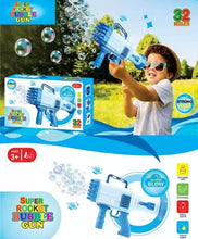 Load image into Gallery viewer, 32 Holes Bubble Gun with Bubble Solution/Rocket Boom Bubble Gun/Bubble Makers for Kids