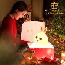 Load image into Gallery viewer, Cute Silicone Rabbit Night Light for Kids, USB Rechargeable 3 Step Dimmable, 7 Colour Changing Touch Sensor Squishy Mini Nursery Lamp for Baby Bedroom Decor, Fluorescent, Multicolour