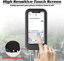 Load image into Gallery viewer, Premium Waterproof Bike Phone Holder 360° Rotation Motorcycle Waterproof Phone Case Universal Bicycle Handlebar Phone Mount with Sensitive Touch Screen for All Smartphone