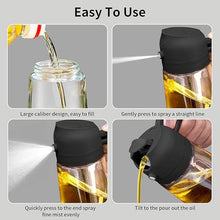 Load image into Gallery viewer, Glass Oil Sprayer and Dispenser Bottle, Premium Nozzle (2 IN 1 OIL DISPENSER AND SPRAYER)
