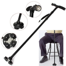 Load image into Gallery viewer, Trusty Cane Adjustable Walking Stick with LED Light for Old Men, Women (Black)