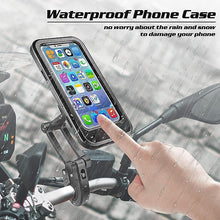 Load image into Gallery viewer, Premium Waterproof Bike Phone Holder 360° Rotation Motorcycle Waterproof Phone Case Universal Bicycle Handlebar Phone Mount with Sensitive Touch Screen for All Smartphone