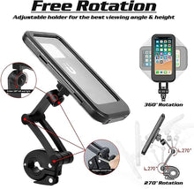 Load image into Gallery viewer, Premium Waterproof Bike Phone Holder 360° Rotation Motorcycle Waterproof Phone Case Universal Bicycle Handlebar Phone Mount with Sensitive Touch Screen for All Smartphone