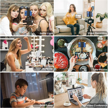 Load image into Gallery viewer, LED Portable Selfie Light Video Conference Lighting with Clip & Camera Tripod Adapter Rechargeable 2000mAh CRI 95+, 3 Light Modes for Phone iPhone Webcam Laptop Photo