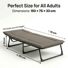 Load image into Gallery viewer, Folding Recliner Bed for Adults,5-Position Adjustable Folding Bed,Heavy Duty 150KG Capacity Metal Frame Camping Cot,Foldable Sleeping Bed for Home, Office, & Travel Use ((193×75×33 cm))