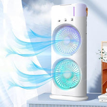 Load image into Gallery viewer, Double Ended Spray Fan, Desk Fan with Mist Spray, Travel Cooler Fan, Water Misting Fan, USB Rechargeable Mini Desktop Table Cooling Fan