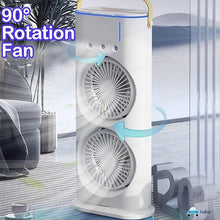 Load image into Gallery viewer, Double Ended Spray Fan, Desk Fan with Mist Spray, Travel Cooler Fan, Water Misting Fan, USB Rechargeable Mini Desktop Table Cooling Fan