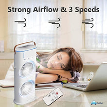 Load image into Gallery viewer, Double Ended Spray Fan, Desk Fan with Mist Spray, Travel Cooler Fan, Water Misting Fan, USB Rechargeable Mini Desktop Table Cooling Fan