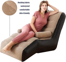 Load image into Gallery viewer, Inflatable Lazy Sofa Chair with Household Air Pump, Foldable Lounge Chair with Armrests for Living Room, Bedroom, Office, Travel, Camping, Puncture-Resistant PVC Material