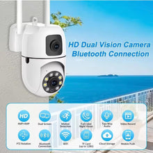 Load image into Gallery viewer, Dual Lens 5MP+5MP Smart WiFi PTZ Security Camera, 360° Rotation, Color Night Vision 20m, Motion Alerts, Two-Way Audio, App Remote Access, 128GB SD Support, Indoor Outdoor CCTV Surveillance Cam