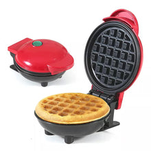 Load image into Gallery viewer, Mini Waffle Maker 4 Inch- 350 Watts: Stainless Steel Non-Stick Electric Iron Machine for Individual Belgian Waffles, Pan Cakes (Mini Waffle Maker + Waffles Recipe Book, Red)