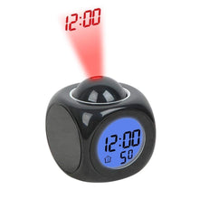 Load image into Gallery viewer, Projection Alarm Clock (Digital LCD Voice Talking Function, led Wall/Ceiling Projection, Alarm/Snooze/Temperature Display, 12hr/24hr, Bedside Alarm Clock) - Multicolor (Pro