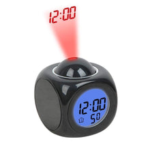 Load image into Gallery viewer, Projection Alarm Clock (Digital LCD Voice Talking Function, led Wall/Ceiling Projection, Alarm/Snooze/Temperature Display, 12hr/24hr, Bedside Alarm Clock) - Multicolor (Pro
