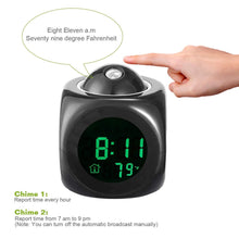 Load image into Gallery viewer, Projection Alarm Clock (Digital LCD Voice Talking Function, led Wall/Ceiling Projection, Alarm/Snooze/Temperature Display, 12hr/24hr, Bedside Alarm Clock) - Multicolor (Pro