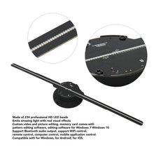 Load image into Gallery viewer, LED Holographic Fan, 3D Hologram Advertising Machine WiFi Control 234 LED Beads 512x234P Resolution for Party for Android for iOS for Shop (EU Plug)