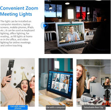 Load image into Gallery viewer, LED Video Light Camera Light Laptop Light for Zoom Meeting Photography Lighting 100 LED Beads with Clip Dimmable and Rechargeable for Camera Selfie Stick Tripod Laptop Mobile Phone LED Light