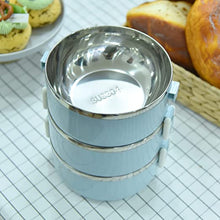 Load image into Gallery viewer, Round Thermal Lunch Box, Leak Proof 3 Layer Lock Design Portable Stainless Steel
