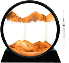 Load image into Gallery viewer, 3D Dynamic Sand Art Liquid Motion, Moving Sand Art Picture Round Glass 3D Deep Sea Sandscape in Motion Display Flowing Sand Frame Relaxing Desktop Home Office Work Decor