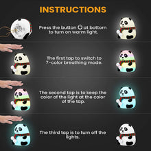 Load image into Gallery viewer, Panda Night Lamp, Panda Touch Silicone Lamp, 7 Colour Changing Light For Kids Bedroom, Usb Rechargeable,Birthday Gift For Girls And Boys (Close Eye), Multicolor, led