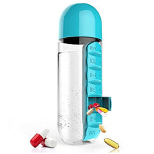 Load image into Gallery viewer, Pill &amp; Water Storage Organizer Traveling Time Usable Water Bottle | Removable Medicine Holder Compartment | Water Bottle Medicine Organizer Box (Multi Color)
