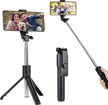Load image into Gallery viewer, Q07 Selfie Stick with Selfie Remote and Selfie Light Compatible with Any Mobile Phone (Black)
