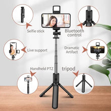 Load image into Gallery viewer, Q07 Selfie Stick with Selfie Remote and Selfie Light Compatible with Any Mobile Phone (Black)