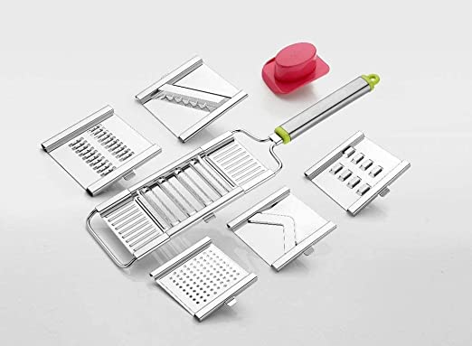 Multipurpose 6 in 1 Stainless Steel Grater and Slicer/Vegetable Cutter/French Fries Cutter/Potato Chips Cutter (Silver)