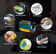 Load image into Gallery viewer, 3 in 1 Soap Pump Dispenser Dish Soap Liquid Dispenser Sponge Holder Dish Soap Pump Dispenser for Kitchen Sink Countertop Kitchen Bathroom (Multi-Color)