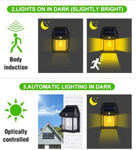 Load image into Gallery viewer, Solar Tungsten Wall Light 2023 New Wireless Dusk to Dawn Motion Sensor LED Wall Sconce IP65 Waterproofs Solar Securitys Light Exterior Wall Mount Lighting for Patio Yard Battery Lights with
