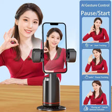 Load image into Gallery viewer, Q02 Auto Face Tracking Mobile Phone Holder, 360° Rotation Gimbal Stabilizer Tripod Smart Shooting Camera Mount for Live Vlog Streaming Video (Gimbal+Rechargeable Remote Control+2 LED Lights)