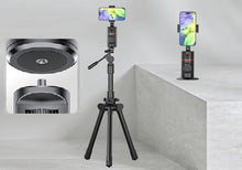 Load image into Gallery viewer, Q02 Auto Face Tracking Mobile Phone Holder, 360° Rotation Gimbal Stabilizer Tripod Smart Shooting Camera Mount for Live Vlog Streaming Video (Gimbal+Rechargeable Remote Control+2 LED Lights)