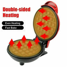 Load image into Gallery viewer, Mini Waffle Maker 4 Inch- 350 Watts: Stainless Steel Non-Stick Electric Iron Machine for Individual Belgian Waffles, Pan Cakes (Mini Waffle Maker + Waffles Recipe Book, Red)
