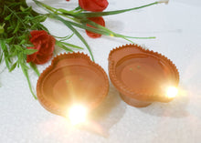 Load image into Gallery viewer, Eshwarshop Water Sensor Flameless Indian Diya Deepak LED Light (Brown) with Hand Shape LED- 4 Pieces