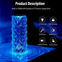 Load image into Gallery viewer, Rose Diamond Table Lamp USB Rechargeable Touch Bedside Lamp Night Light with Remote Control