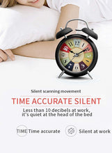 Load image into Gallery viewer, Metal Rainbow Glitter Vintage , Backlight, Battery Operated Loud Twin Bell Alarm Clock (Black, 4 inches)