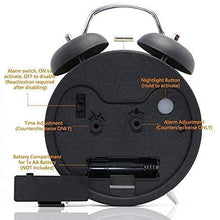 Load image into Gallery viewer, Metal Rainbow Glitter Vintage , Backlight, Battery Operated Loud Twin Bell Alarm Clock (Black, 4 inches)